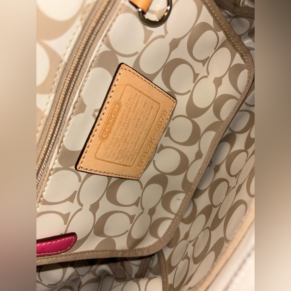 Coach L2K-5078 Canvas Top Handle Bag White & Pink - Picture 11 of 12